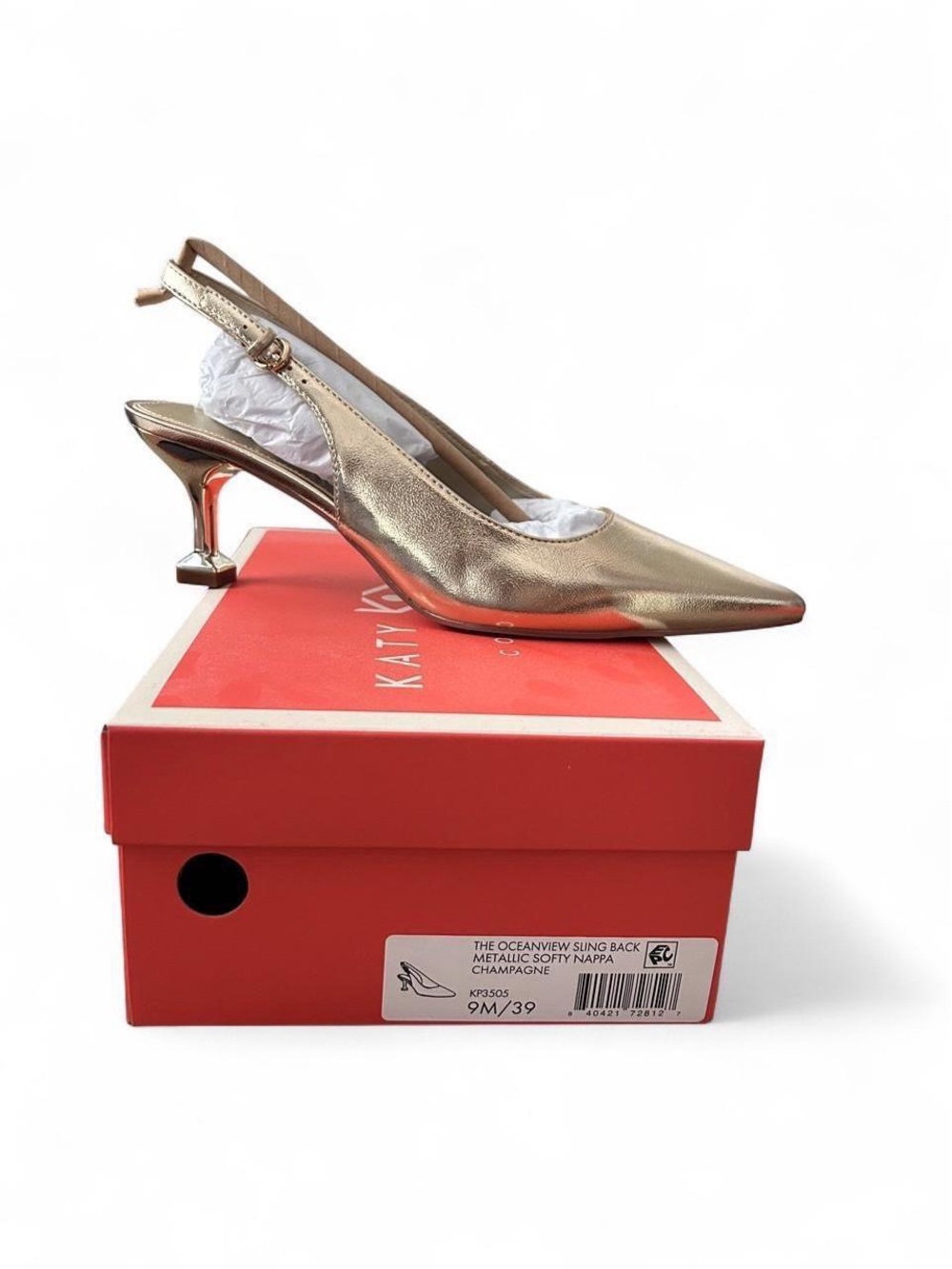 Katy Perry Collections Metallic Gold Slingback Pointed Toe Heels